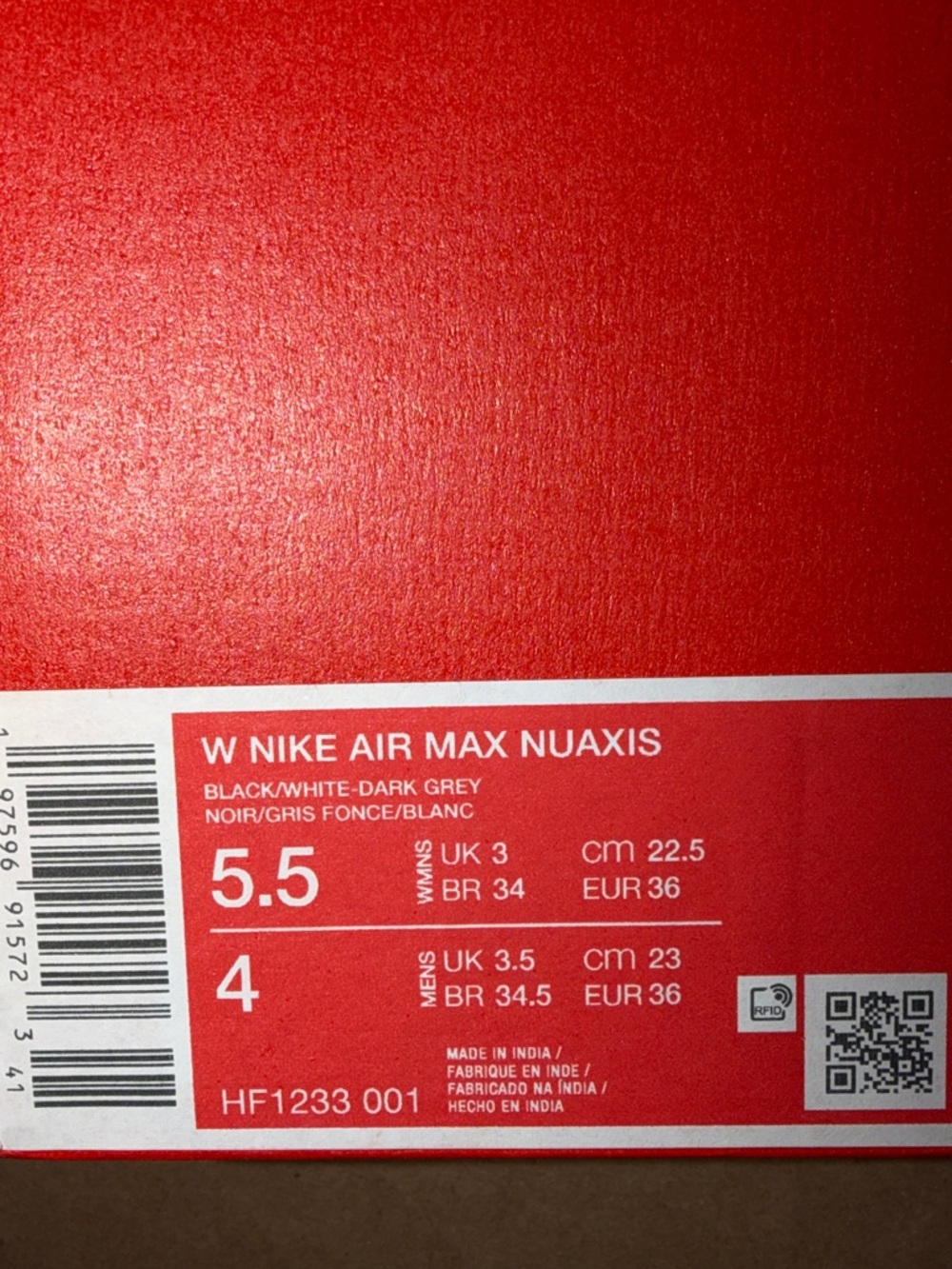 Nike Air Max Nuaxis Black White HF1233-001 Women’s Size 5.5 - Picture 6 of 6